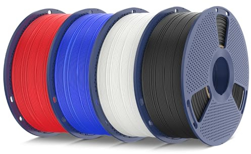 SUNLU 4kg Ensemble de filaments 3D TPU pour imprimante, Filament TPU Haute Vitesse 95A 1.75mm ±0.03mm, Emballage sous vide individuel,Total 4kg, 1kg par bobine,4 Pack (Noir + Blanc + Rouge + Bleu)