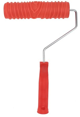 Anneome Rullo per Pittura Effetto Venature Legno per Decorazione Parete, Gomma Resistente, Manico in Plastica Rossa, per Fai da Te e Pittura