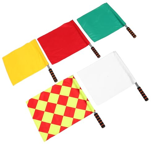 ULTECHNOVO 5 Pièces Drapeaux Arbitre Multicolores pour Match Football Volley Rugby Signalisation Claire pour Juge de Ligne Drapeaux Main Résistants Toutes Saisons