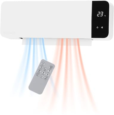 Telefunken Keramik Wandheizlüfter PTCWH-2000W | LED-Display mit digitalem Thermostat & Fernbedienung, Timer-Funktion, Oszillation, Ventilator, Überhitzungsschutz, 18-45°C