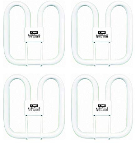TBE LIGHTING Lampade a risparmio energetico CFL da 16 W, 2D, 2 pin, lampadine fluorescenti DD, attacco base GR8 a 2 pin, lunga durata, bianco freddo 6500 K (confezione da 4)