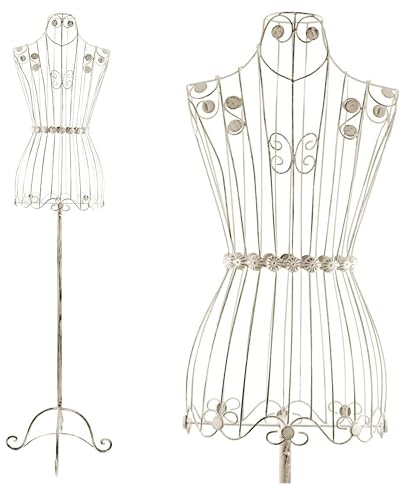 PrimoLiving Metall Schneiderpuppe Bella Donna in Antik-Weiß - Vintage Kleiderpuppe - ideal als weibliche Schaufensterpuppe oder Kleiderständer - P-05224
