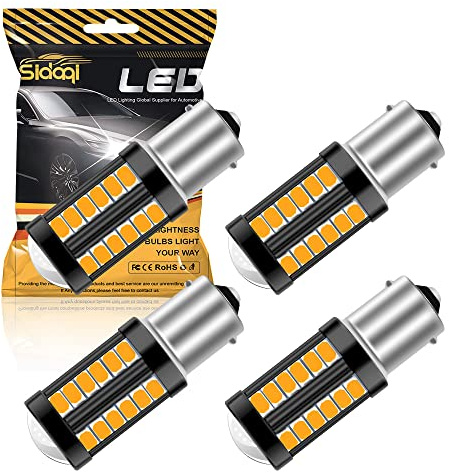 Sidaqi 1156 BA15S P21W 1141 1095 7506 Lampadina a LED 5630 33SMD giallo 900LM sostituire Indicatore di direzione anteriore e posteriore 12-30 V 3,6 W (4 pezzi)