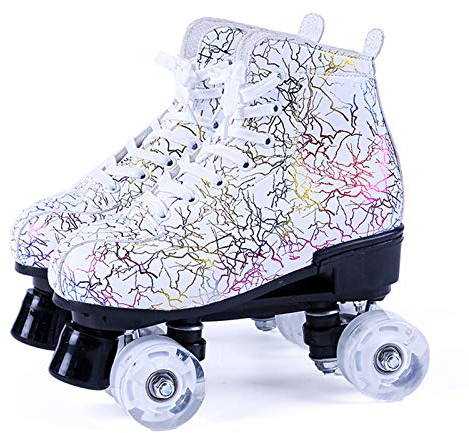 SEJNGF Rollschuhe Frauen,Rollschuhe Männer,Rollschuhe,Schuhe mit Rädern,Quad Skate Rollschuhe,Outdoor-Sportschuhe für Erwachsene,Geschenke für Kinder,Skateboardschuhe Kinder mit Rädern,Weiß2-43