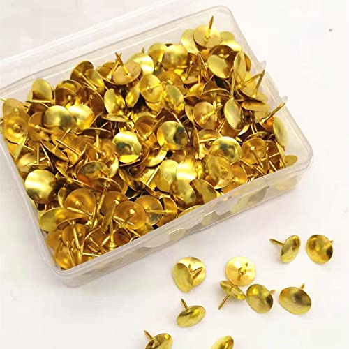 Egurs 400 stycken häftstift metall häftstift runda för kontor för att hänga upp anteckningar och bilder gör-det-själv (10 mm) guld
