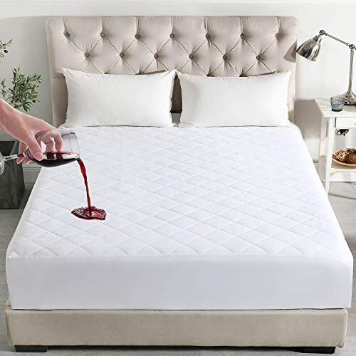 Protector de colchón acolchado 100% impermeable, funda de microfibra acolchada, sábana bajera ajustable, antialérgica y transpirable, faldas elásticas de 30 cm de profundidad extra (doble)