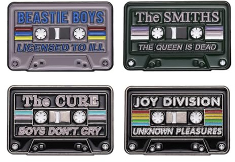 4Pcs Creative Tapes CD Enamel Pin Music Lovers Punk Lapel Pin Players Badge Set Retro Music Theme Tapes Brooches Clothing Bags Jacket Hat Accessory