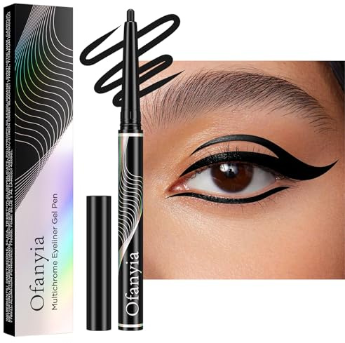 Greyghost Retractable Eyeliner Multichrome Eyeliner Pencil, Eye Liner Waterproof Smudge Proof Metallic Eyeliner Pen 24h Long-Lasting Gel Eyeliner High Pigmented Eyeliner Pencil (#5 Black)