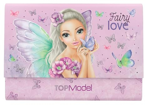 Depesche 12974 TOPModel Fairy Love - Briefpapier Set in lila Fächermappe, mit Model Motiv und Schmetterlingen, inkl. 24 Briefblättern in 3 Designs und 18 Umschlägen, Mehrfarbig