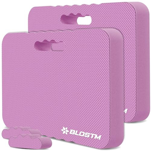 BLOSTM Lot de 2 Tapis de Genoux Épais pour Le Jardinage - Grands Coussins de Genoux en Mousse Rose - Résistante à l'eau avec 2 Textures pour Le Travail, Le Yoga, Le Bain de Bébé