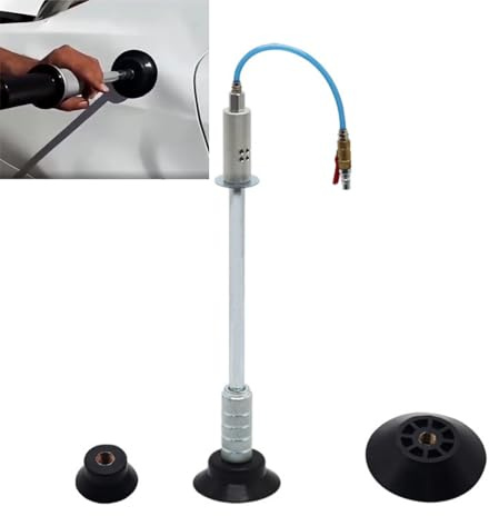 CiCixixi Air Pneumatic Suction Dent Puller for Car Body Panel Paintless Dent Repair Vacuum Suction Steel Slide Hammer with 3 Suction Cups 3.15” 4.69” 6.14” Auto Body Dent Repair Kit