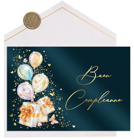 Joli Coon Biglietto auguri compleanno premium STARDUST Gifts – Biglietto compleanno con busta in carta premium e autentico sigillo in cera