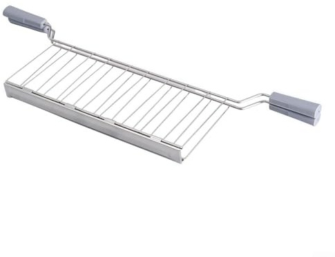 Gabbia per panini, in acciaio inox, con manico resistente al calore, per casa, cucina, colazione, bagel, panini, 43 cm (grigio)