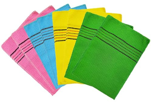 XinYangMao 8 Unidades Guantes de Exfoliación Coreanos para Ducha y Baño | Accesorio de Limpieza Profunda para Piel y Poros | Elimina Células Muertas y Suciedad | Toalla Exfoliante Corporal