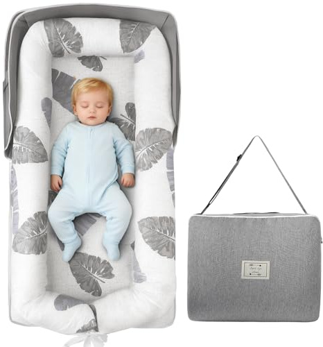 Baby Nest Pod for Newborn - Foldable Baby Nest Pillow with Adjustable U-Shaped Bumper,Portable Toddler Travel Bed Converts into Backpack,New Born Baby Essentials for Boys and Girls 0-24 Months