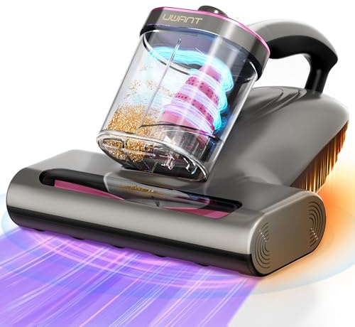 uwant Mattress Vacuum Cleaner, 16Kpa 450W Bed Vacuum Cleaner with 253.7nm UV-C Light, 149°F Heat, 36000 RPM/Min Tapping, HEPA Filter & Ultrasonic, Handheld Vacuums for Bed, Sofa, Couch, Crib, Set of 1