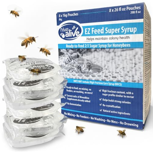HIVE ALIVE EZ Feed Super Syrup-Liquid Bee Feed in Ready to Use 26 fl oz Power Pouches for Easy Feeding – HiveAlive Feeding Program