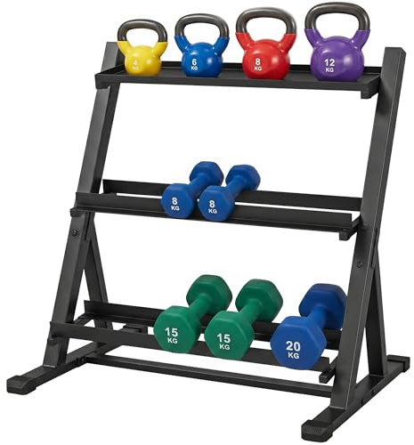 SPORTNOW 3-Tier Adjustable Dumbbell Rack Heavy-Duty Stand, 200 KG Capacity