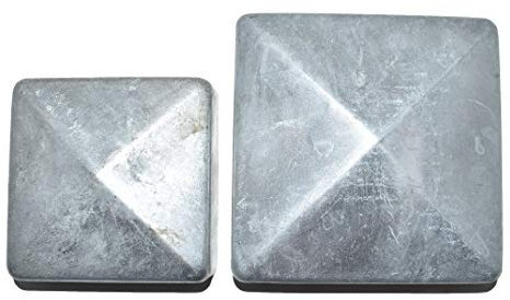 6 x 75mm x 75mm (3 x 3) Metal Pyramid Galvanised Fence Post Caps