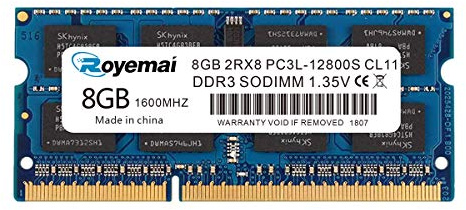 PC3-12800 DDR3 1600Mhz 8GB 2Rx8 1.35V CL11 Non-ECC Notebook RAM Memory Module for Mac Intel and AMD
