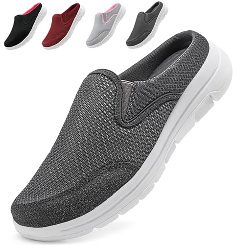 Acfoda Slip On Hausschuhe Herren Sommer Sabot Schuhe Mesh Atmungsaktive Pantoffeln Männer Geschlossen Pantoletten Leicht Clogs Männer Weiche rutschfest Indoor Outdoor Slipper Grau 40