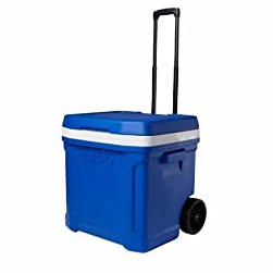 Igloo Passiv-Kühlbox Profile II 60 blau, 57 Liter, mit Rollen und Teleskopgriff für Camping, Freizeit und Festivals