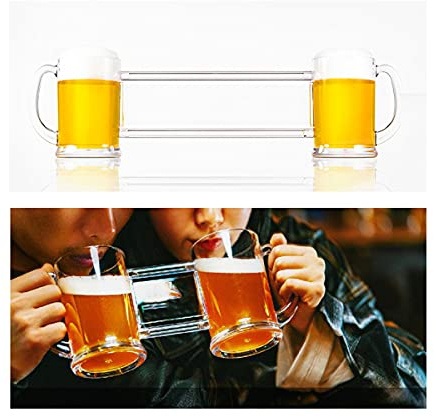 Bicchiere da birra per due tazze da birra siamese ad alta trasparenza, non facile da rompere e indossare