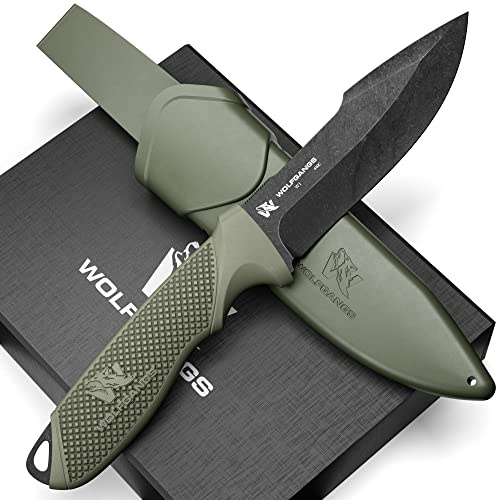 Wolfgangs W1 Outdoor Messer feststehende Klinge - Inkl. Scheide - Ideales Jagdmesser aus einem Stück 440C Stahl gefertigt - Premium Survival - Perfektes Bushcraft Messer Outdoor