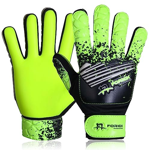 Foriox International Football Goalkeeper Gloves For kids Boys Youth Children Adults Soccer Goalie Glove with Super 3mm Grip Latex Palms Available In Bright Eye-Catching Colors (Yellow, Size 8)