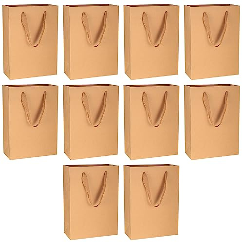 10 Pcs Premium Kraft Wine Bottle Bags with Handles – Elegant Gift Packaging for Red Wine, Holiday Presents, Corporate Gifts & Special Occasions (Brown)
