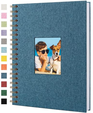 Yopih Fotobuch Scrapbook mit Leineneinband, 20 x 28 Cm Hardcover mit weißem Kraftpapier-Seiten, für Reisen Hochzeit Gästebuch Weihnachten Baby Shower (20 Blätter/40 Seiten)