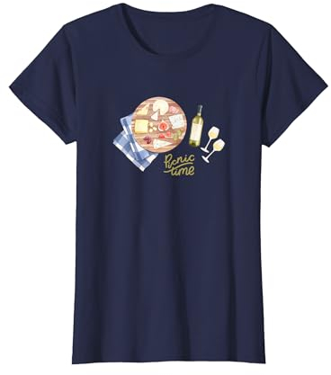 Femme Plateau à fromage et vin pour pique-nique d'été, planche à goûter à l'aquarelle T-Shirt