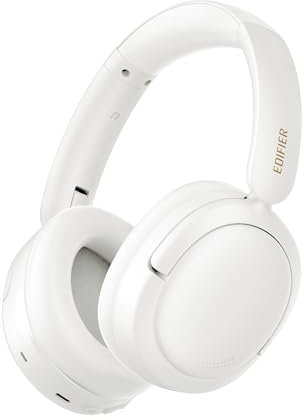 Edifier W800BT SE Cuffie Wireless Over Ear Bluetooth 5.4- Cancellazione del Rumore delle Chiamate AI - 45Ore - Ricarica Rapida - Modalità Gioco - Pieghevole - Nero (W800BT SE, Bianco)