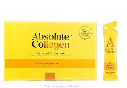 Absolute Collagen Marine Liquid Collagen Supplement for Women | New Mango & Mandarin Flavour, Supports Hair, Nail & Skin Health, 8000mg of Hydrolysed Collagen per Sachet, Vitamin C | 14 Sachets