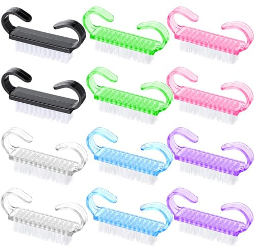 AOZUO Set di 12 spazzole per unghie con manico, per la pulizia delle unghie, spazzola per unghie, spazzola per unghie, spazzola per unghie, spazzola per unghie, spazzola per unghie, set di attrezzi