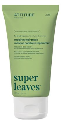 ATTITUDE Repairing Hair Mask, Nourishes and Improves Hair's Appearance, Fabulous Oils Blend, Abyssinian Oil, Argan Oil, Shea Butter, Vegan Hair Care, Pink Argan Scent, 5 Fl Oz