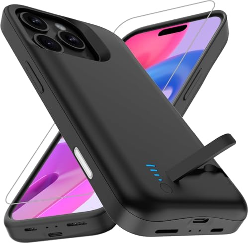 Giabuao Funda de Batería para iPhone 16 Pro MAX, 8500 mAh, Delgada Recargable Funda Protectora de Carga Extendida con Batería, Color Negro.