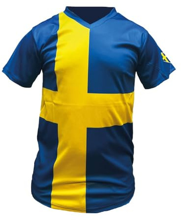 Sverige Funktions-T-shirt med Svensk Flagga – Sporttröja i Fukttransporterande Material | Supporter- & Matchtröja