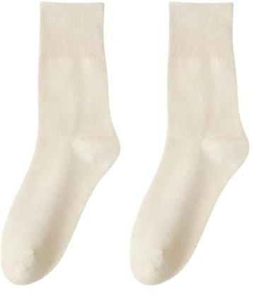CMLDJBD Chaussettes 6 Paires De Chaussettes pour Femmes, Respirantes, Anti-Odeur, en Coton Uni, Confortables-6 Blanc du Lait-Code Moyen