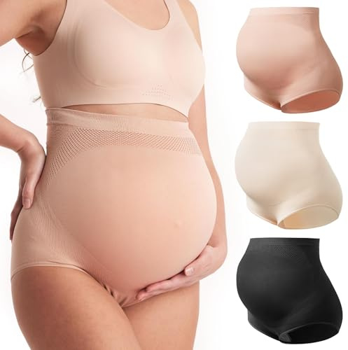 momcozy Bragas Premama para Embarazadas, Ropa Interior Maternidad Suave de Cintura Alta y Sin Costuras, Bragas Embarazadas con Ajuste sobre el Vientre