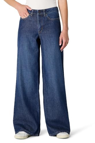 Amazon Essentials Jean Jambes Larges Ultra-Doux, Taille Mi-Haute Femme, Ombre Foncée Délavé, 44