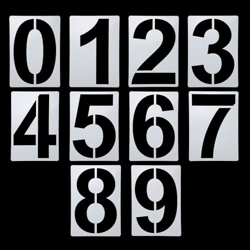 sourcing map 15 Inch Large Number Stencils Set, 0-9 Plastic Address Number Stencil Templates Reusable Digital Painting Templates for Cake Stencil Address Number Painting, Style A