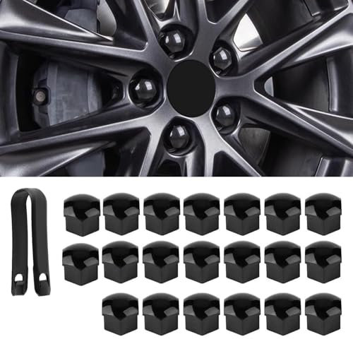 Kalmaegee 20PCS 17MM Wheel Nut Covers Universal Car Wheel Lug Nut Covers Wheel Bolt Covers Caps with Removal Tool (Gloss Black)