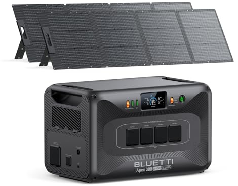 BLUETTI Solar Generator Apex 300 + 2 200W Solar Panel, 2764.8Wh/6000+ Cycles with 6 30840W AC Outlets (7680W Surge), Modular Power System for Home, RV & Emergency Use