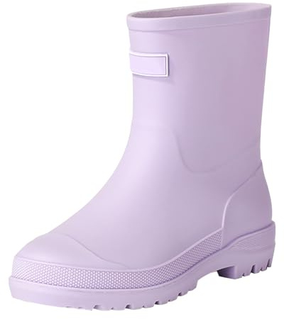 Botas de lluvia para mujer, botas de goma de media altura, sencillas, monocromáticas, impermeables, antideslizantes, suela gruesa, zapatos de goma, zapatos de jardín cómodos, botas de pesca al aire