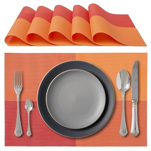 IPEA Manteles Individuales Americanos Elegantes 45 x 30 cm para Cena, Almuerzo, Desayuno – 6 Unidades – Mantel Individual Lavable, Resistente al Calor, Antideslizante, Antimanchas para Mesa de Cocina