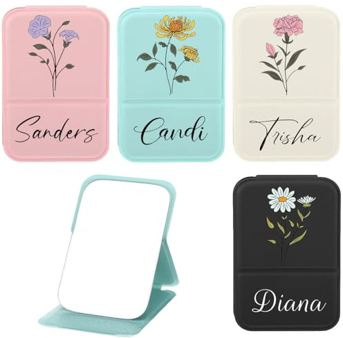 Individuell Gestalteter Kleiner Spiegel Mit Namen, Faltbarer Taschenspiegel Für Unterwegs, Tragbarer Quadratischer Handspiegel, Personalisiertes Geschenk Zum Geburtstag, Jubiläum Oder Zu Weihnachten