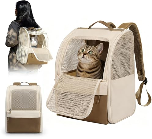 Sac à dos pliable pour chat - Boîte de transport pour chat et chat - Sac à dos portable avec fenêtre en maille - Aéré - Léger - Facile à transporter - Capacité de 15 kg