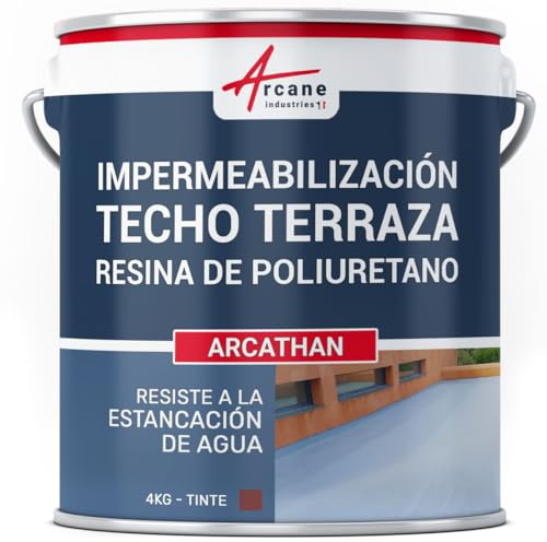 Étanchéité toit terrasse & toit plat | Résine et peinture étanche polyuréthane colorée, membrane liquide | ARCATHAN - 4 kg Rouge Brique - ARCANE INDUSTRIES