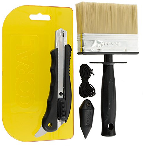 Coral 69505 Paperwiz Original Wallpaper Tool Kit with Knife Brush and Plumb Bob for Paper-Hanging 4 Piece Pack Set